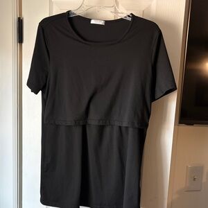 Black Short Sleeve Nursing Women's Top/ Maternity